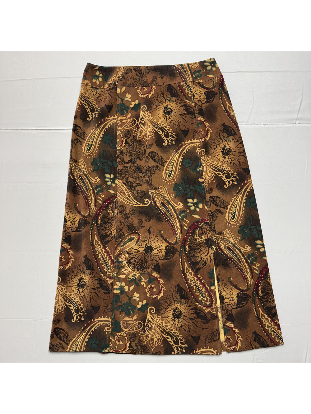 Requirements Womens Midi Skirt Paisley Floral Size 10 Brown Whimsigoth Vintage